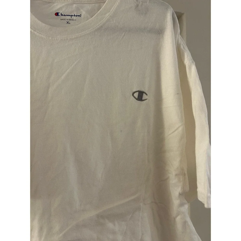 Champion Heritage T-Shirt Men XL Cream Off White Embroidered C Logo Short Sleeve - Picture 4 of 8